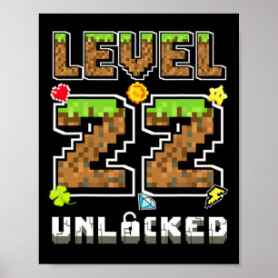 Poster Niveau 22 débloqué Anniversaire 22 ans Anniversair
