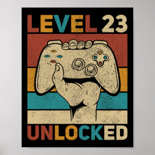 Poster Niveau 23 Déverrouillé 23 Ans Hommes Anniversaires