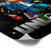 Poster Niveau 2 Débloqué Drôle Anniversaire Garçon Pixel  (Coin)