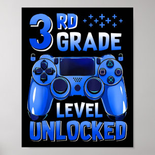 Poster Niveau 3e année Débloqué Gamer Premier Jour D'écol