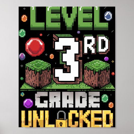 Poster Niveau 3e année débloqué jeu vidéo premier jour de (Devant)