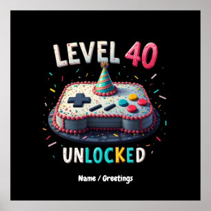 Poster Niveau 40 Déverrouillé Style de jeu 40e anniversai