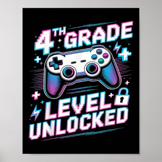 Poster Niveau 4e débloqué Jeu vidéo Premier jour Garçon (Devant)