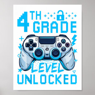 Poster Niveau 4e débloqué jeu vidéo premier jour garçon
