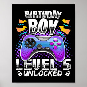 Poster Niveau 5 Jeu vidéo déverrouillé 5e anniversaire Ga