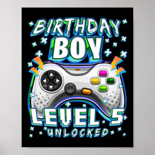 Poster Niveau 5 Jeu vidéo déverrouillé 5e anniversaire Ga