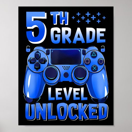 Poster Niveau 5e Débloqué Gamer Premier Jour D'école (Devant)