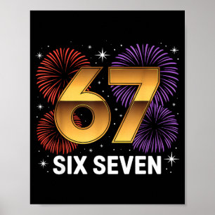 Poster Niveau 67 Feux d'artifice d'anniversaire Six Sept