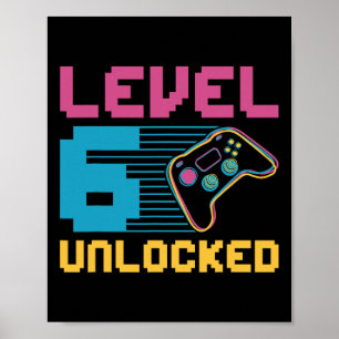 Poster Niveau 6 Jeu déverrouillé Anniversaire