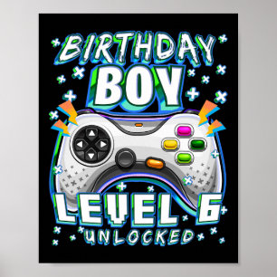 Poster Niveau 6 Jeu vidéo déverrouillé 6e Jeu d'anniversa