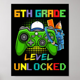 Poster Niveau 6e Débloqué Jeu Vidéo Rentrée Scolaire