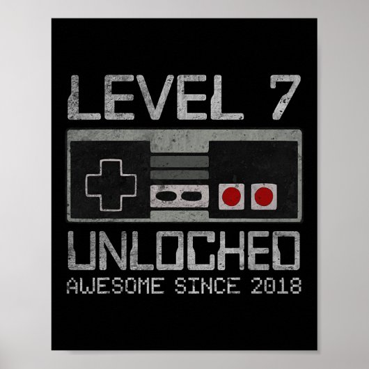 Poster Niveau 7 Débloqué 7e Anniversaire 7 Ans Video Gam (Devant)