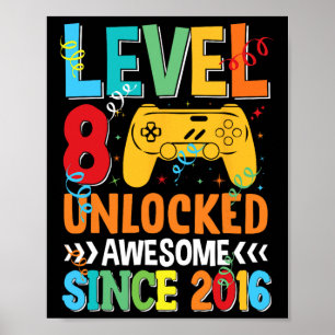 Poster Niveau 8 Déverrouillé Awesome 2016 8e Anniversaire