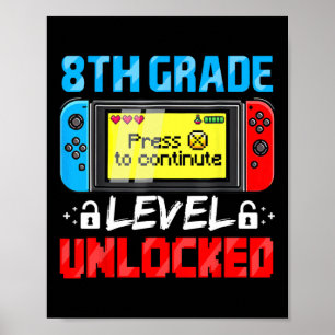 Poster Niveau 8ème Débloqué Joueur Premier Jour D'école