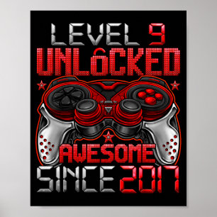 Poster Niveau 9 Débloqué 9 Ans Pour Garçons 9ème Annivers