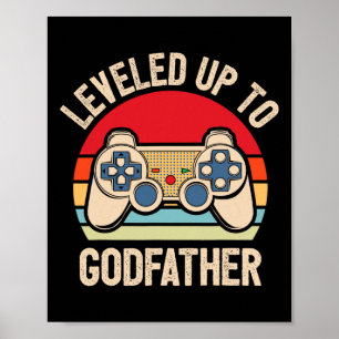 Poster Niveau Atteint Dieu Père Joueur De Jeux Vidéo Rétr