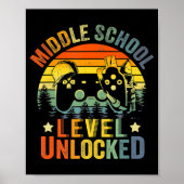 Poster Niveau de jeu vidéo déverrouillé collège retour à (Devant)