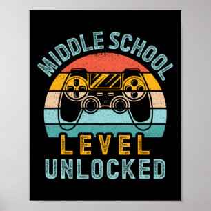 Poster Niveau D'École Déverrouillé Jeu Vidéo Retour À L'É
