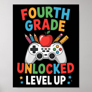 Poster Niveau Deuxième Année Débloqué Drôle Gamer Garçons
