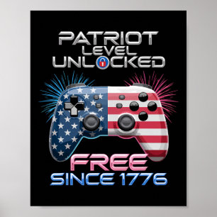 Poster Niveau Gamer Patriot Déverrouillé 4 juillet Jeu
