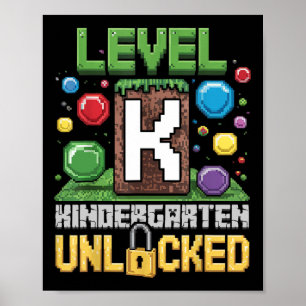 Poster Niveau Maternelle Débloqué Jeu Vidéo Drôle Dos
