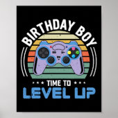 Poster Niveau Up Anniversaire Jeu Vidéo Garçon Fête Enfan (Devant)