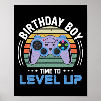 Poster Niveau Up Anniversaire Jeu Vidéo Garçon Fête Enfan