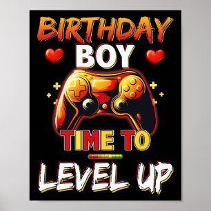 Poster Niveau Up Anniversaire Jeu vidéo pour garçon