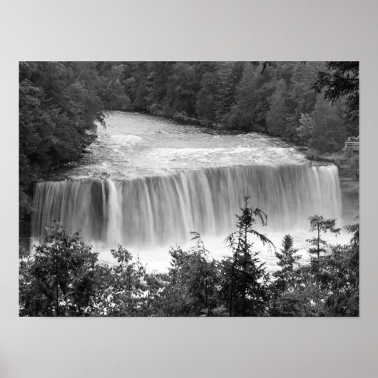 Poster Niveaux de gris de Tahquamenon Upper Falls (Devant)