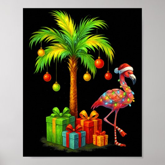 Poster Nk Flamingo Christmas Palm Tree Trocal Xmas  (Devant)