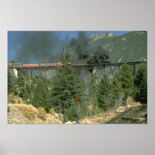 Poster No. 14 de locomotive de Shay croise le chevalet