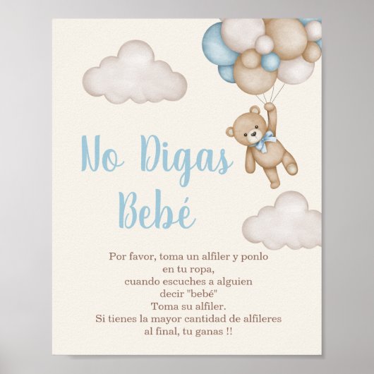 Poster No Digas Bebé letrero para Baby shower (Devant)