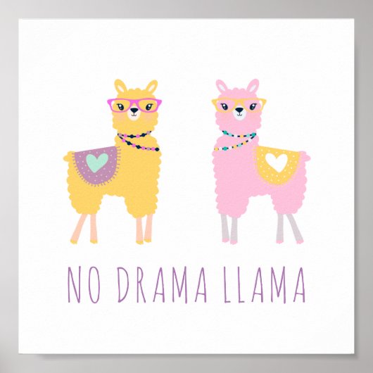 Poster No Drama Llama Mignonne Illustration (Devant)