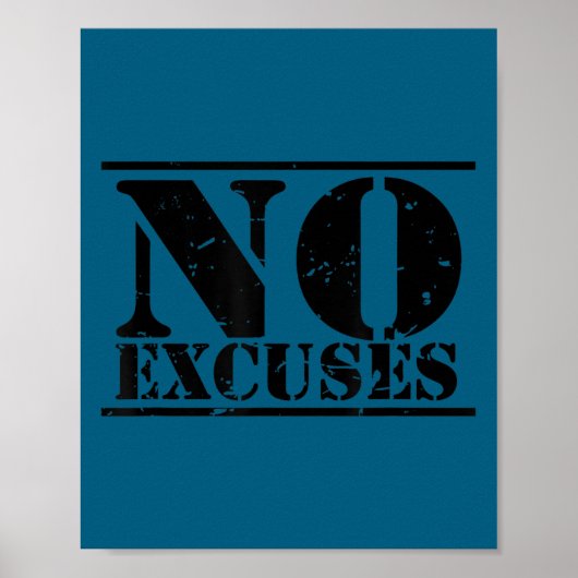 Poster No Excuses Athlete Training Motivation Distressed  (Devant)