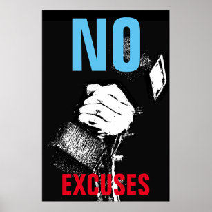 Poster No Excuses Bodybuilding Fitness Pop Art