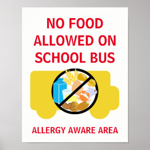Poster No Food Allowed On School Bus Allergy Aware