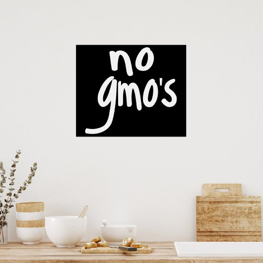 Poster No GMO's for Heathy Food Environment Black (Cuisine)
