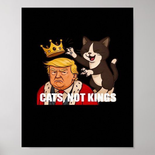 Poster No Kings Anti Cats Funny Classic Style (Devant)