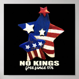 Poster No Kings Démocratie Rouge Blanc Et Bleu Étoiles