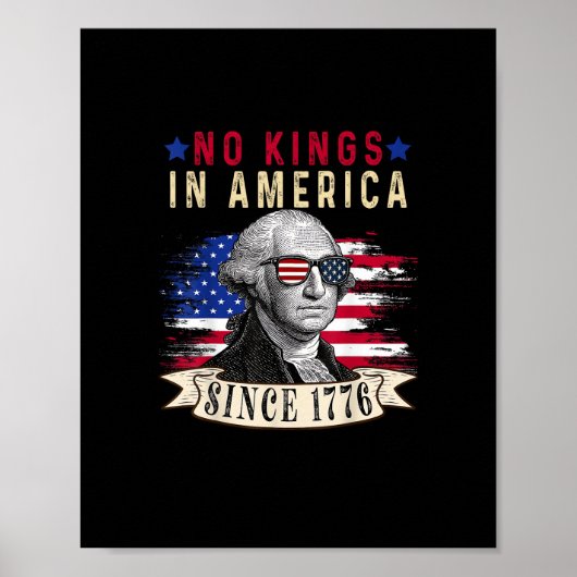 Poster No Kings In America USA Flag Retro Cool Style (Devant)