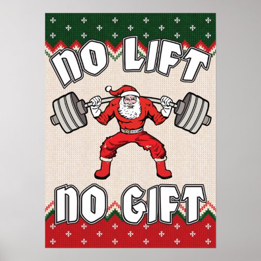 Poster No Lift No Gift - Christmas Gym - Père Noël Workou (Devant)