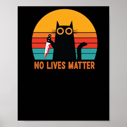 Poster No Lives - Drôle Sticker Halloween Chat (Devant)