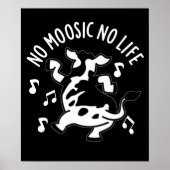 Poster No Moosic No Life Funny Cow Pun Dark BG (Devant)