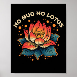 Poster No Mud No Lotus Vintage Zen Citation Bouddhiste