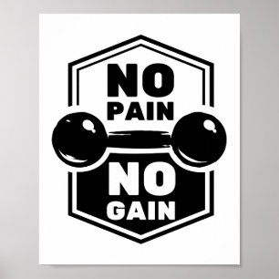 Poster No Pain No Gain Gym Fitness Motivational Quote