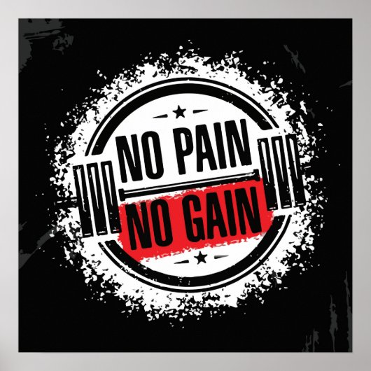 Poster No Pain No Gain - Gym Motivational (Devant)
