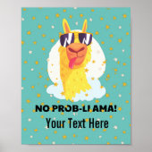 Poster No-Prob-Llama Drôle Mignonne Llama avec étoiles (Devant)