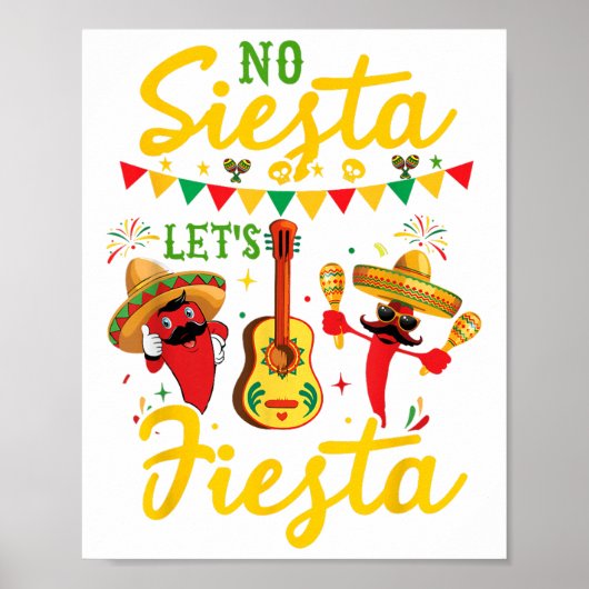 Poster No Siesta Lets Fiesta Sombrero Cinco De Mayo Party (Devant)
