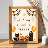 Poster " No Tricks & Traitements " Boo Black Cat Hallowee