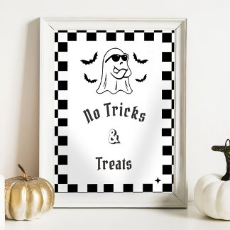 Poster " No Tricks & Treks" Boo Funny Baby shower Jeu
